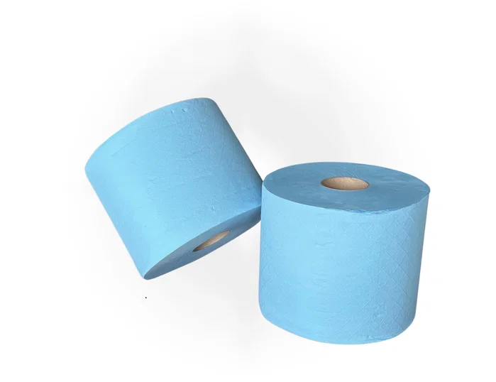 Amoos Papel secamanos industrial 2 capas azul paquete de 2 rollos