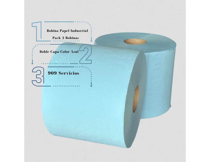 Amoos Papel secamanos industrial 2 capas azul paquete de 2 rollos