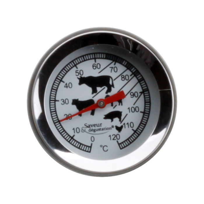 Cuisy Termómetro para Carne Diámetro 5,8 cm Altura 14 cm Metal y Silicona Hasta 120°C