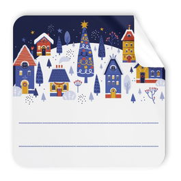 Etiquetas Regalo Adh. Rollo 250 Uds. Cuadradas 40X40 Navidad Pueblo