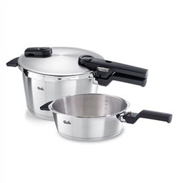 Fissler 60241011000/0 VITAQUICK PREMIUM Set de 2 Ollas 2,5 + 4,5 Litros 22 cm Acero Inoxidable Fabricado en Alemania Apto para Inducción