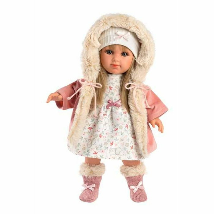 Llorens Muñeca Elena con vestido de flores y abrigo rosa