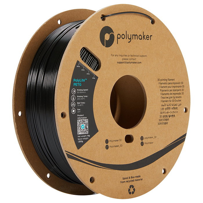 Polmask Filamento PETG 1.75 mm Negro 3 kg para Impresión 3D Polmask Filamento PETG 1.75 mm Negro 3 kg para Impresión 3D