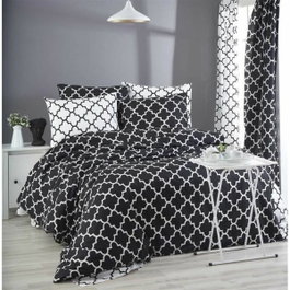 Aucune Juego de cama Negro 100% algodón reforzado con funda nórdica y 2 fundas de almohada