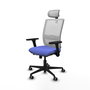 PIQUERAS Y CRESPO Silla de oficina Haches con mecanismo Sincro/Traslack, Azul claro y Blanco