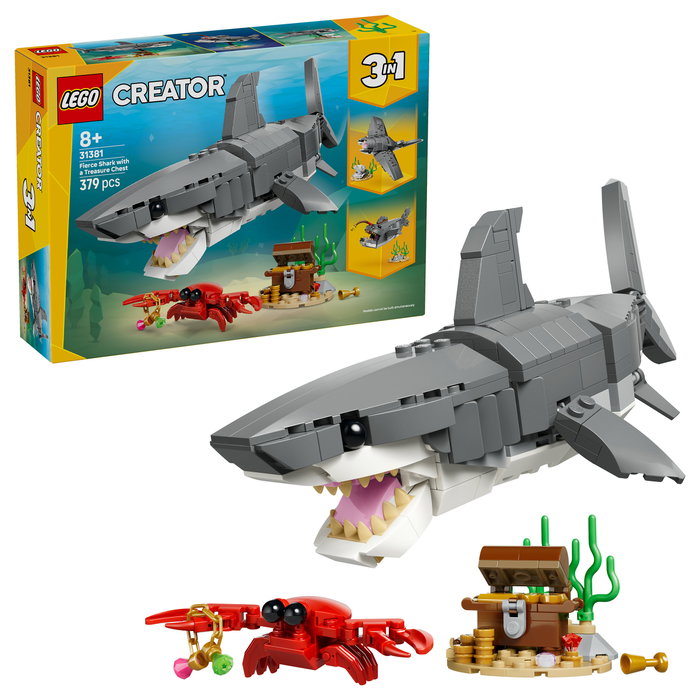 LEGO Creator 3 en 1 Feroz Tiburón con Cofre del Tesoro 31381 LEGO Creator 3 en 1 Feroz Tiburón con Cofre del Tesoro 31381