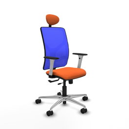 PIQUERAS Y CRESPO Silla de oficina Motilla con mecanismo Sincro/Traslack, Azul y Naranja