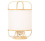 DKD Home Decor Lámpara de Sobremesa de Bambú y Poliéster E27 Marrón Claro y Blanco