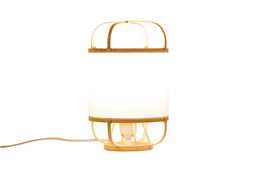 DKD Home Decor Lampara Sobremesa Urban Marron Claro Blanco Bambu Poliester 17 x 27 x 17 cm (4 Unidades)