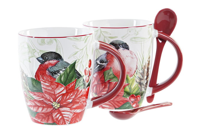 DKD Home Decor Taza de Porcelana 300ml Surtida Rojo y Verde DKD Home Decor Taza de Porcelana 300ml Surtida Rojo y Verde