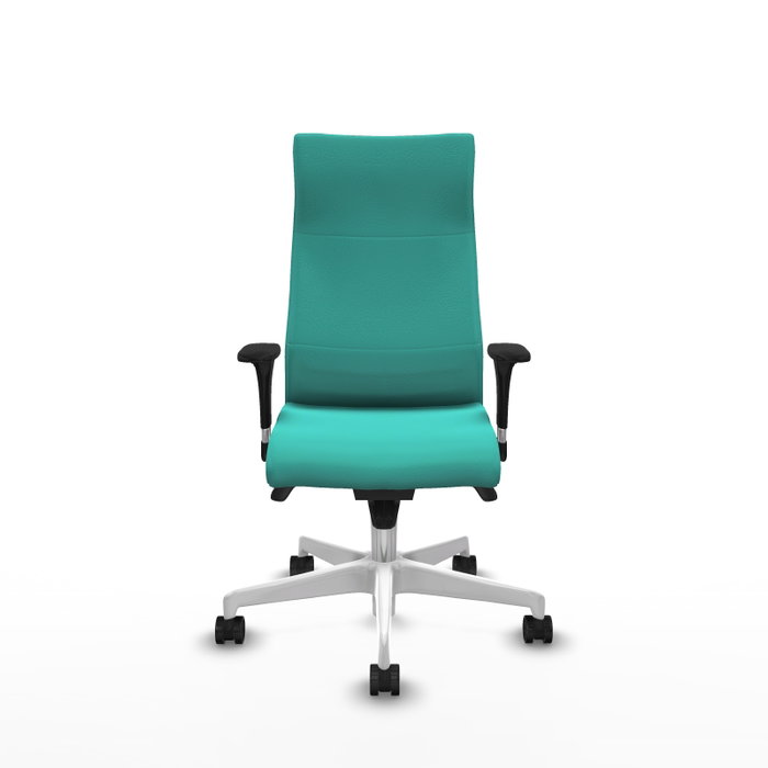 PIQUERAS Y CRESPO Sillón Albacete con Mecanismo Sincro, Similpiel Turquesa, Base Blanca, Brazos 1D