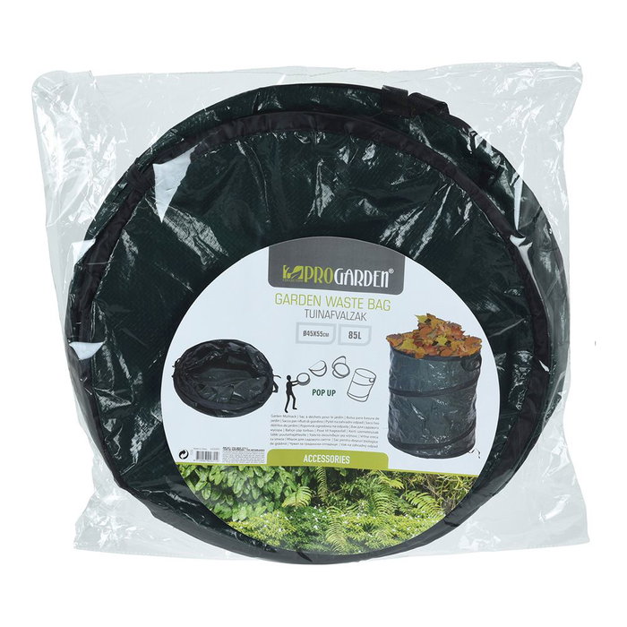 Ipae Progarden - Saco de Jardín Verde con Muelle, 85 Litros, Material Polipropileno, Dimensiones 45 x 55 cm