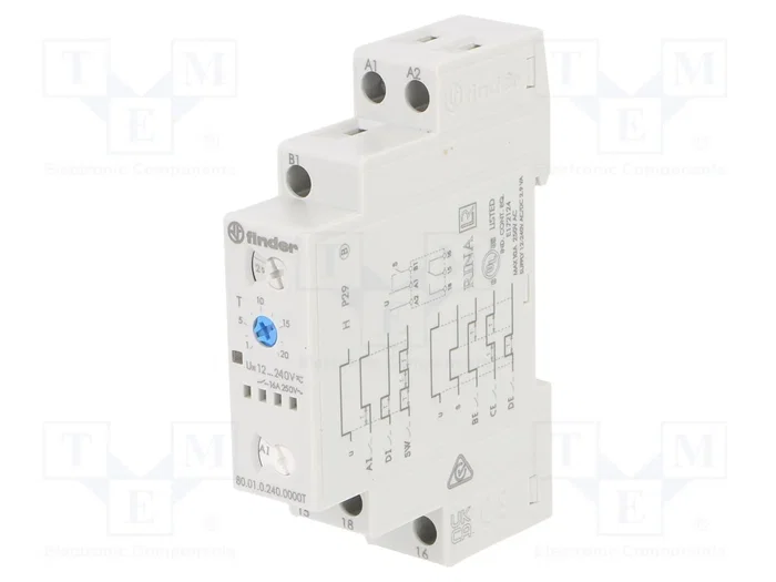 FINDER Relé de tiempo Serie 80 SPDT 12-240V AC/DC FINDER Relé de tiempo Serie 80 SPDT 12-240V AC/DC