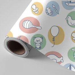 PRYSE Bobina papel regalo infantil bebe 31cmx2kg