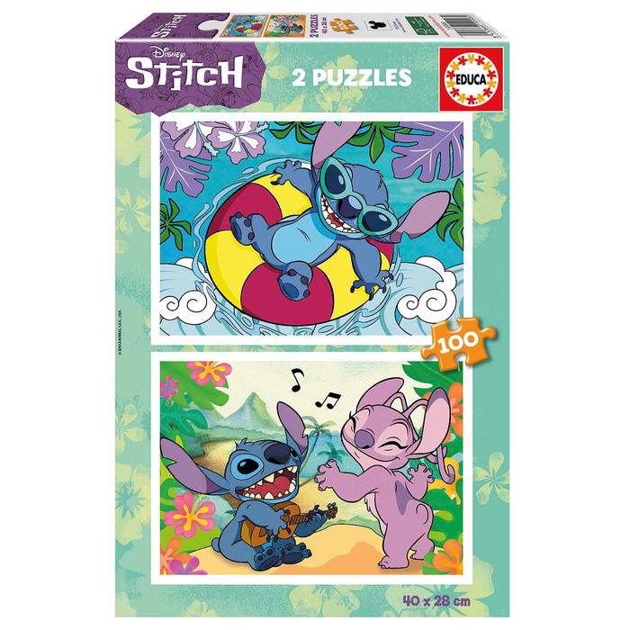 Educa Puzzle 2X100 Stitch 19998 Disney 2 puzzles de 100 piezas cada uno, montaje 40x28cm