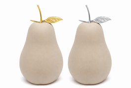 DKD Home Decor Figura Cerámica Pera Surtido de 2 unidades Crema