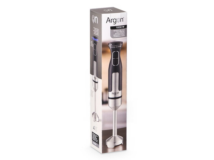 ARGON Batidora de Acero Negra 1000W, 6.7 x 38 x 6.7 cm (Set de 12)