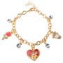 Disney Pulsera Charm Bella, Rosa y Chip Princesas Esmaltada Dorada