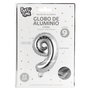 Party Time Globo Cifra 9 Plata, Altura 35 cm