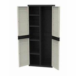 Plastiken TITANIO Armario de 2 puertas con estantes y armario, 70 x 44 x 176 cm, Beige y negro