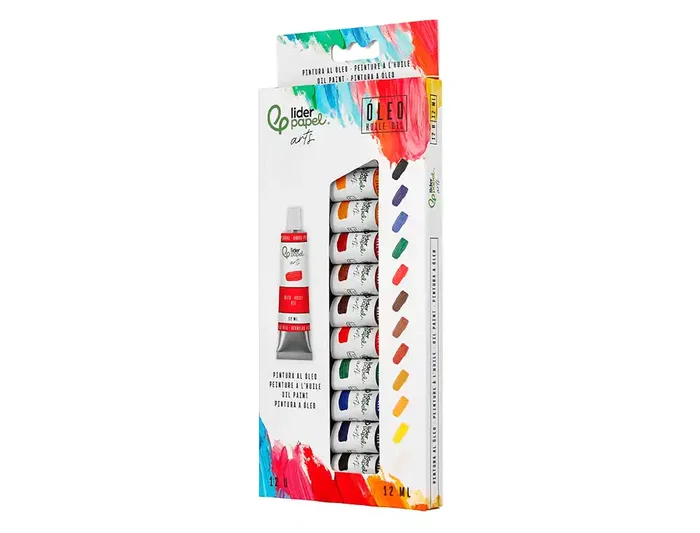 Liderpapel Pintura al Óleo Caja de 12 Tubos de Aluminio de 12 ml Colores Surtidos