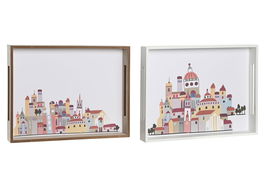 DKD Home Decor Bandeja Cottage Multicolor 30 x 5 x 40 cm (2 Unidades)
