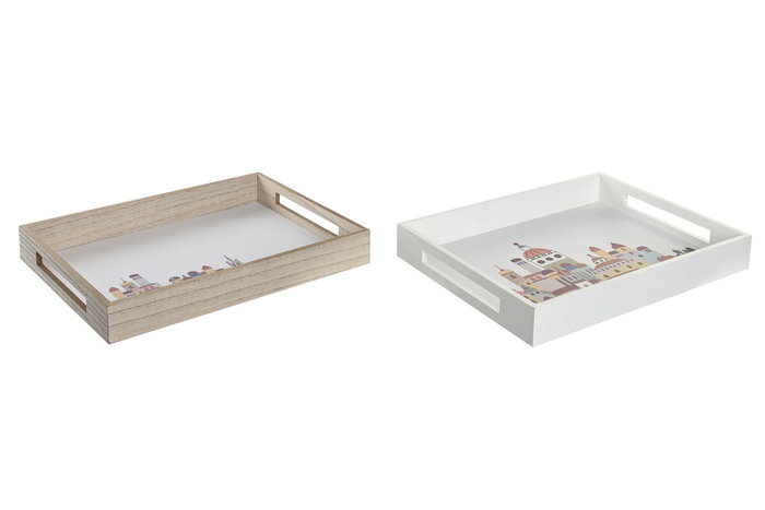 DKD Home Decor Bandeja MDF Casitas Multicolor 40x30x5 cm (Pack de 2) inevitable DKD Home Decor Bandeja MDF Casitas Multicolor 40x30x5 cm (Pack de 2) inevitable