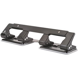KANGARO Taladro Metálico de 4 Agujeros, Bandeja Extraíble, Capacidad 12 Hojas, Color Negro, 58x263x60 mm
