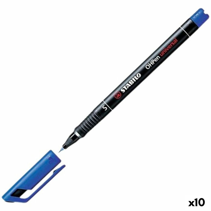 Stabilo Marcador Permanente OHPen Universal Azul Punta Super Fina 0.4mm (Set de 10)
