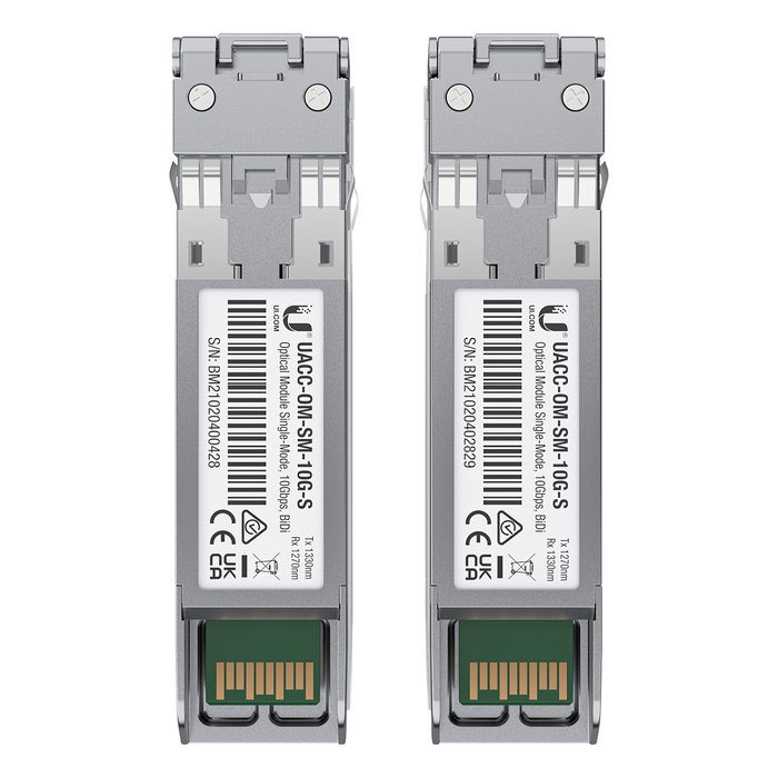 Ubiquiti UACC-OM-SM-10G-S-2 Transceptor SFP+ Fibra Monomodo 10G, LC, 10 km, 1270-1330 nm, Pack de 2