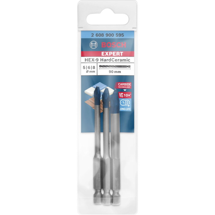 Bosch EXPERT HEX-9 HardCeramic Set de 3 brocas 5/6/8 mm