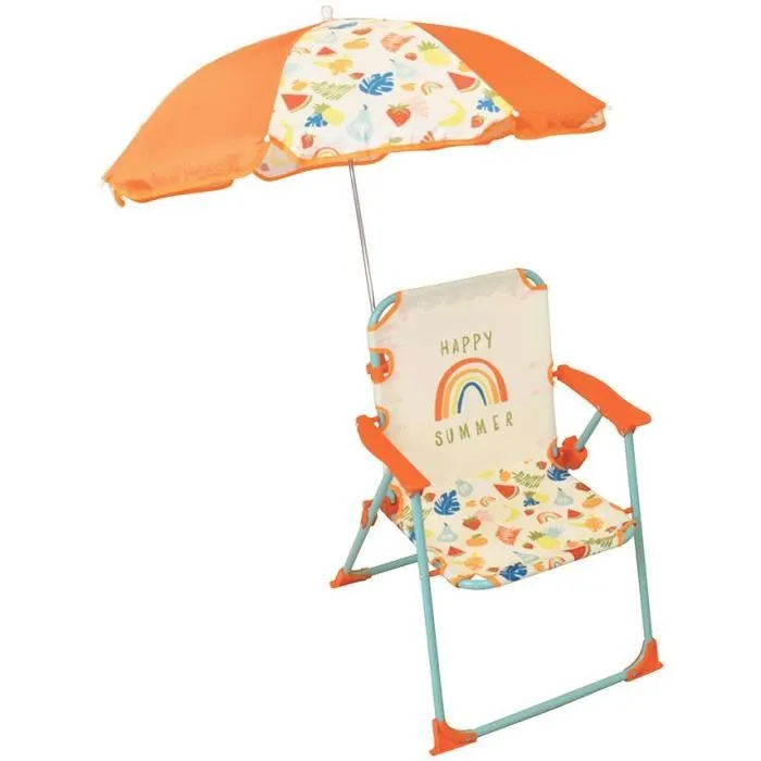 Fun House FRUITY'S Silla Plegable para Niños con Sombrilla - Camping, Jardín, Playa - 38.5x38.5x37.5 cm + Sombrilla ø 65 cm - Decoración de Frutas Fun House FRUITY'S Silla Plegable para Niños con Sombrilla - Camping, Jardín, Playa - 38.5x38.5x37.5 cm + Sombrilla ø 65 cm - Decoración de Frutas
