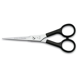 Tres Claveles Tijera Peluquería Scuola 6" Negra D 3C Filo Microdentado Acero Inoxidable Mango Nylon
