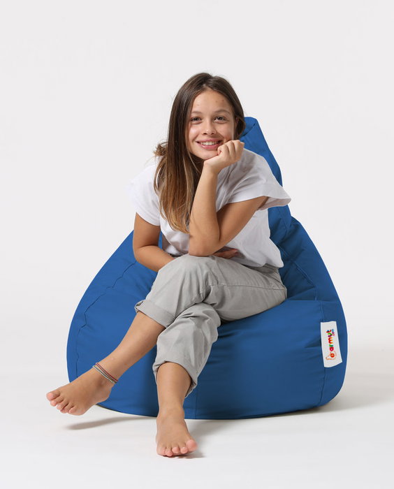 Atelier Del Sofa Saco de judías para jardín Azul Impermeable Espuma de Poliestireno Reciclado Comodidad y Durabilidad para Exteriores