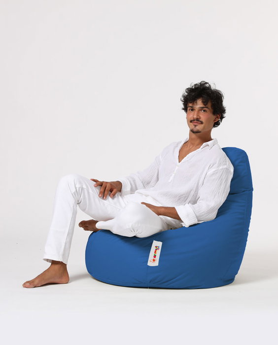 Atelier Del Sofa Saco de judías para jardín Azul Impermeable Espuma de Poliestireno Reciclado Comodidad y Durabilidad para Exteriores