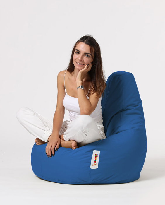 Atelier Del Sofa Saco de judías para jardín Azul Impermeable Espuma de Poliestireno Reciclado Comodidad y Durabilidad para Exteriores