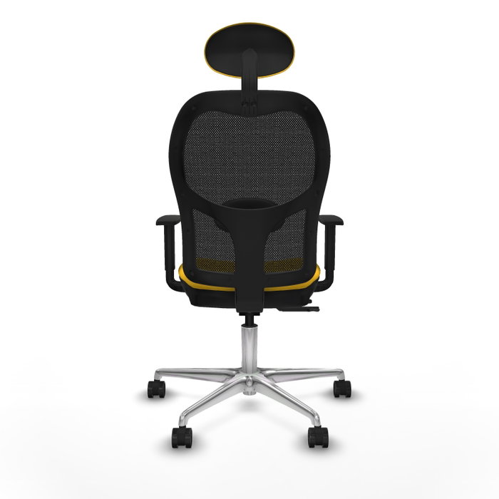 PIQUERAS Y CRESPO Silla de oficina Jorquera con mecanismo Sincro/Traslack, Similpiel Amarillo y Malla Negra PIQUERAS Y CRESPO Silla de oficina Jorquera con mecanismo Sincro/Traslack, Similpiel Amarillo y Malla Negra
