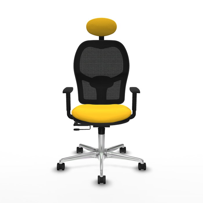 PIQUERAS Y CRESPO Silla de oficina Jorquera con mecanismo Sincro/Traslack, Similpiel Amarillo y Malla Negra PIQUERAS Y CRESPO Silla de oficina Jorquera con mecanismo Sincro/Traslack, Similpiel Amarillo y Malla Negra