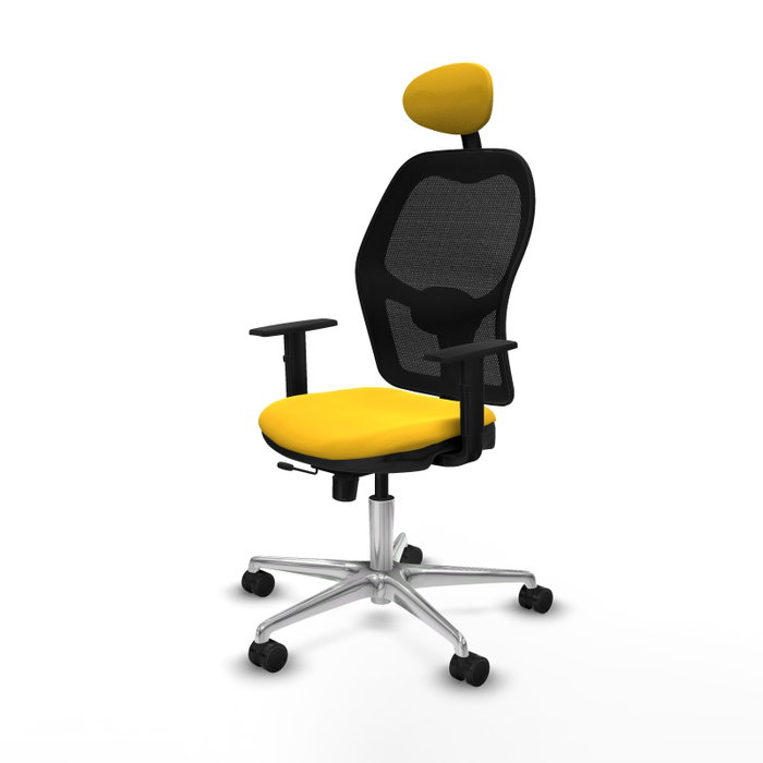 PIQUERAS Y CRESPO Silla de oficina Jorquera con mecanismo Sincro/Traslack, Similpiel Amarillo y Malla Negra PIQUERAS Y CRESPO Silla de oficina Jorquera con mecanismo Sincro/Traslack, Similpiel Amarillo y Malla Negra
