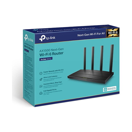 TP-Link Archer AX12 AX1500 Router Wi-Fi 6 Doble Banda Negro