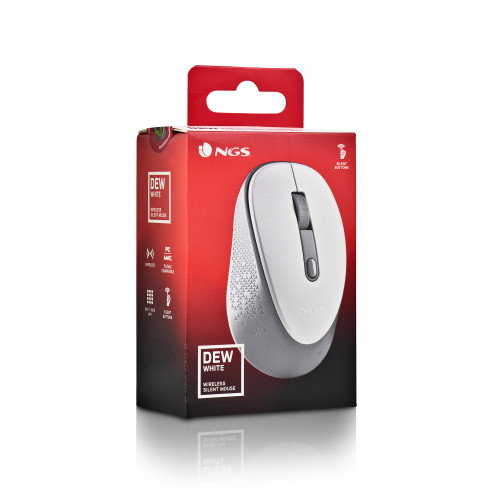 NGS DEW White Ratón Inalámbrico Ambidextro Blanco
