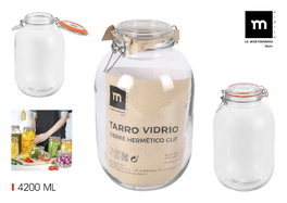 La Mediterranea Tarro Hermético Vidrio Clip 4200ml (4 Unidades)