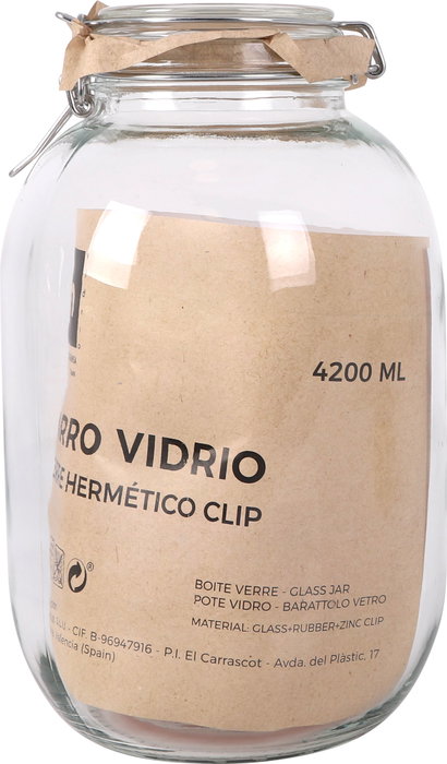 La Mediterranea Tarro Hermético Vidrio Clip 4200ml (4 Unidades)