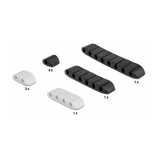 DeLOCK Set de 10 Sujetacables Trapezoidales Autoadhesivos Negro/Blanco DeLOCK Set de 10 Sujetacables Trapezoidales Autoadhesivos Negro/Blanco