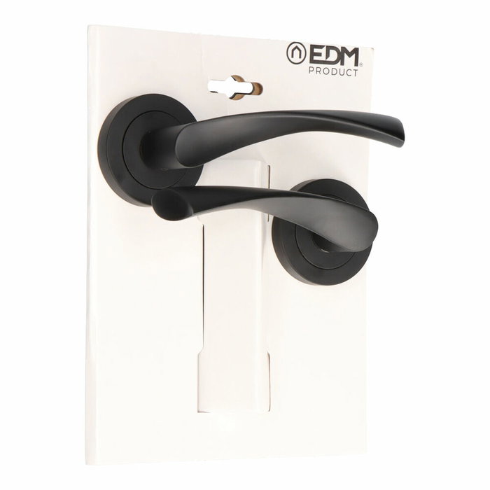 Edm Juego de roseta modelo 707 de aluminio con acabado negro, ø50 mm