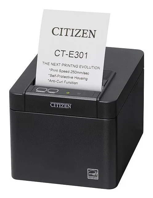 Citizen CT-E301 Impresora de recibos térmica directa 203x203 DPI con puerto USB, Ethernet, serie y códigos de barras
