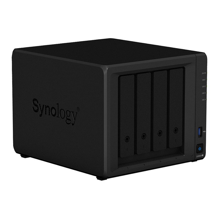 Synology DiskStation DS920+ NAS 4-Bay, Mini Tower, Intel Celeron J4125, 4GB DDR4, 64TB Max, RAID 0/1/5/6/10/JBOD, 2x Gigabit LAN, 2x USB 3.2