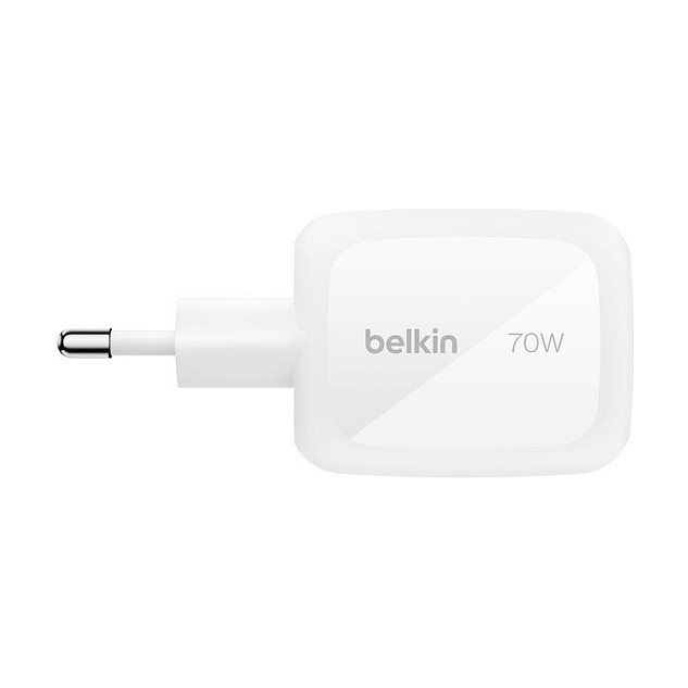 Belkin BOOST Charge Pro 70W Cargador GaN 2x USB-C PD 3.1, 1x USB-A, PPS, Blanco (WCH018hqWH)