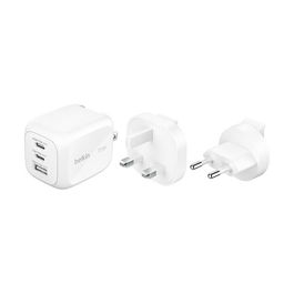 Belkin BOOST Charge Pro 70W Cargador GaN 2x USB-C PD 3.1, 1x USB-A, PPS, Blanco (WCH018hqWH)