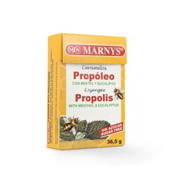MARNYS Caramelos de Propóleo, Mentol y Eucalipto sin Azúcar, Caja 36,5 g